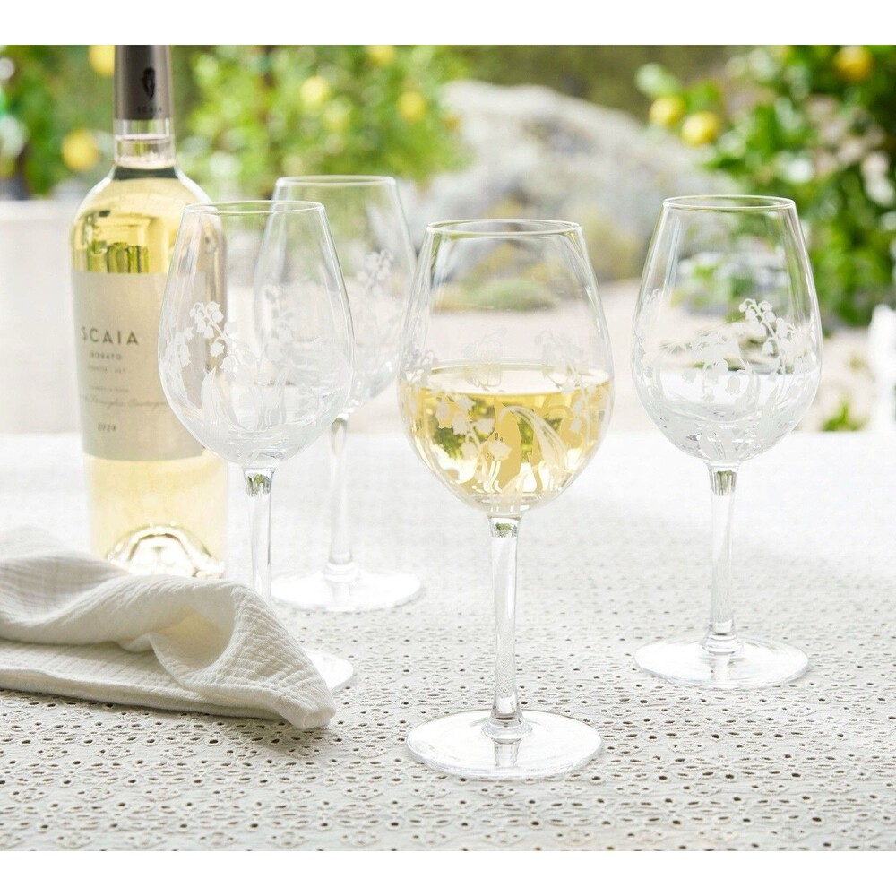 Monique Lhuillier & Pottery Barn Wine Glass Glasses Clear Set of 4 NEW NIB